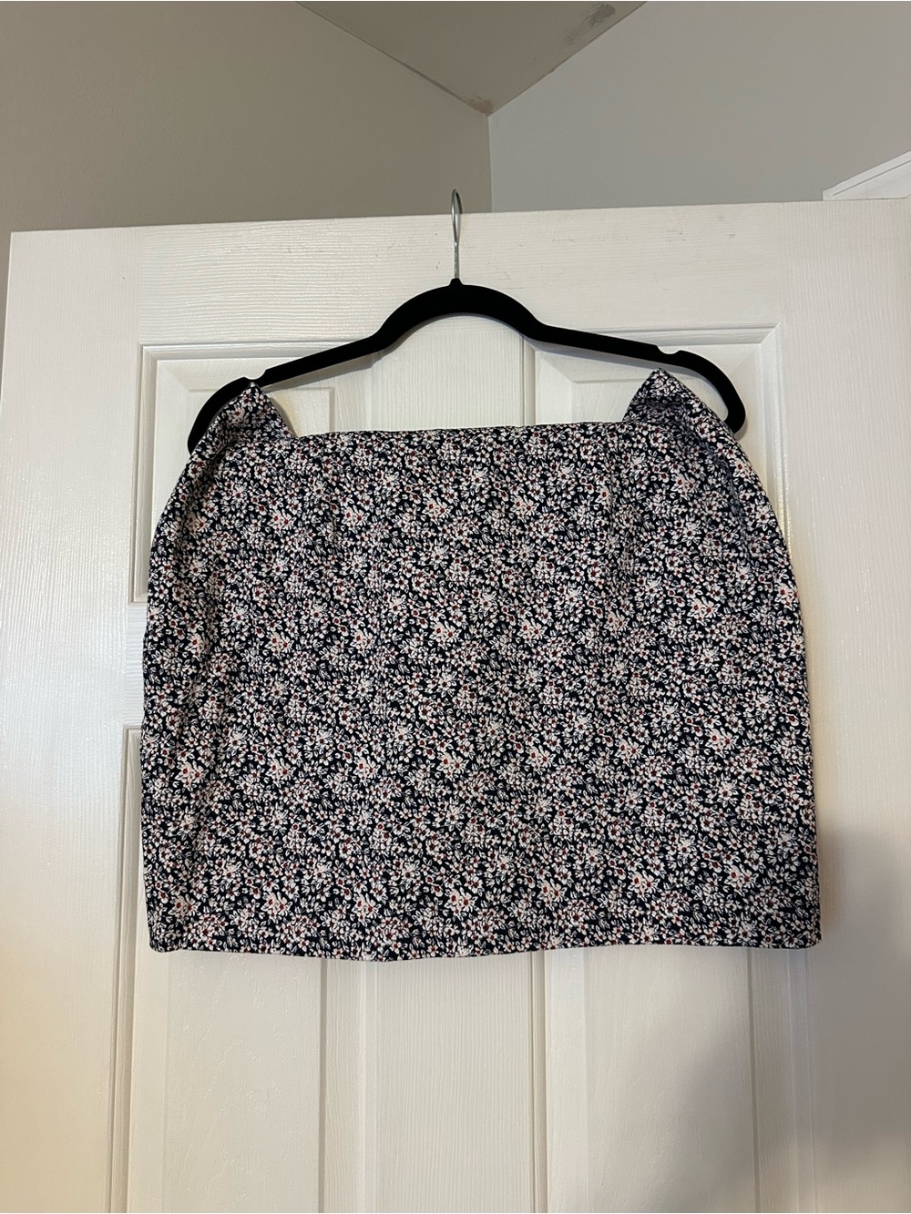Banana Republic Black Mini Skirt with Pink Floral Print